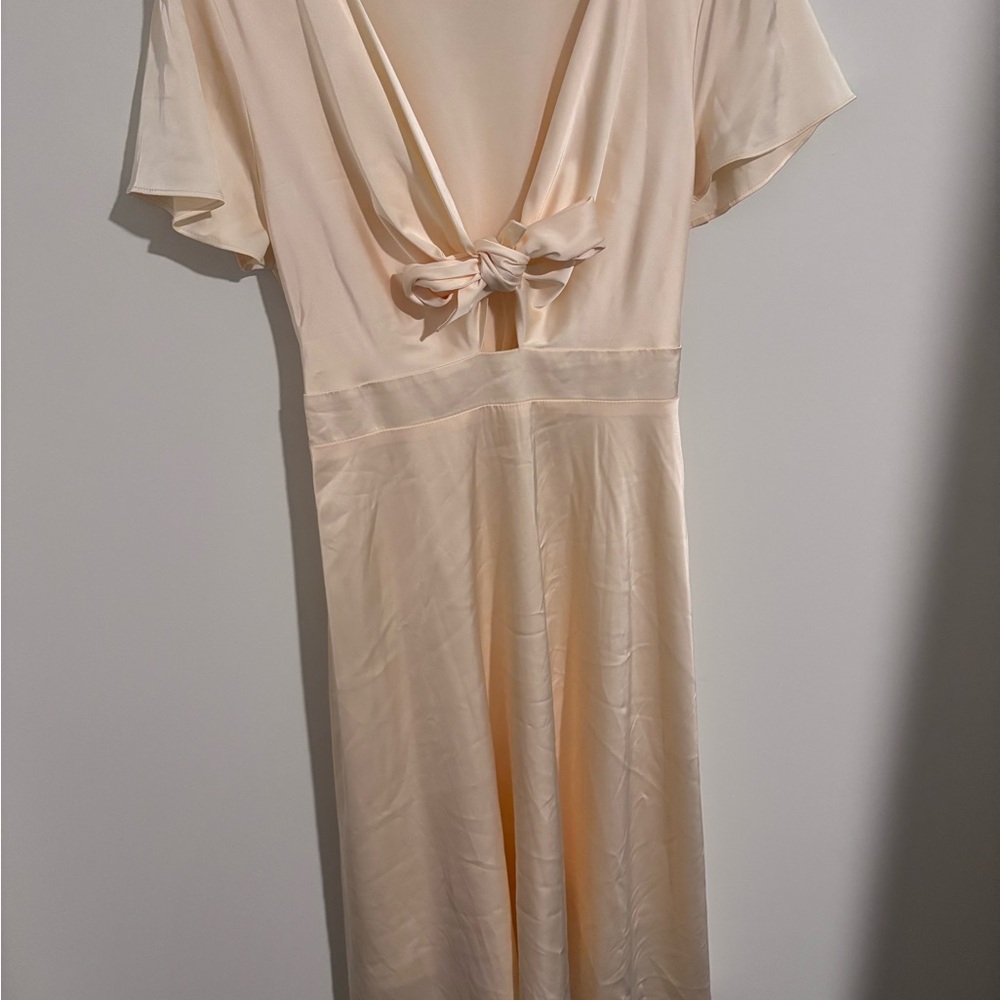 Baltic Born Butter/Cream Dress with Bow Accent